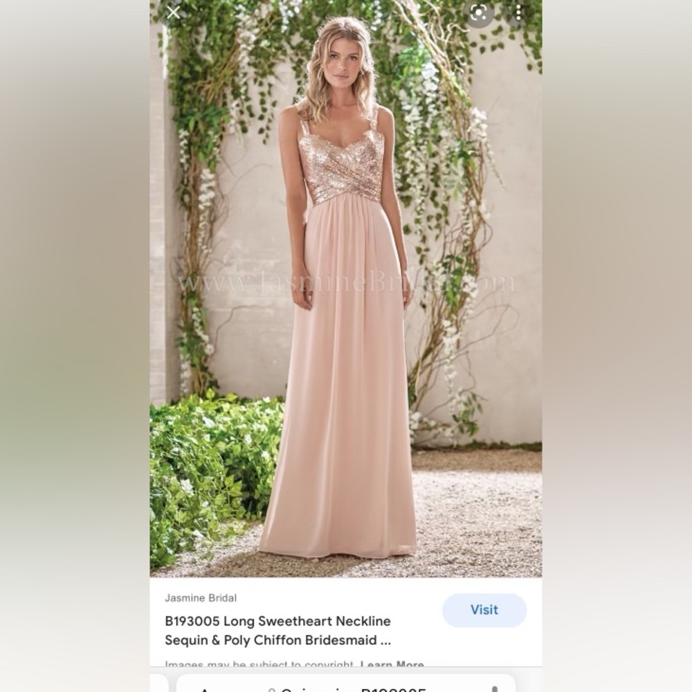 Bridesmaid dress - rose gold sparkle. Altered for approx 5’6 with flats